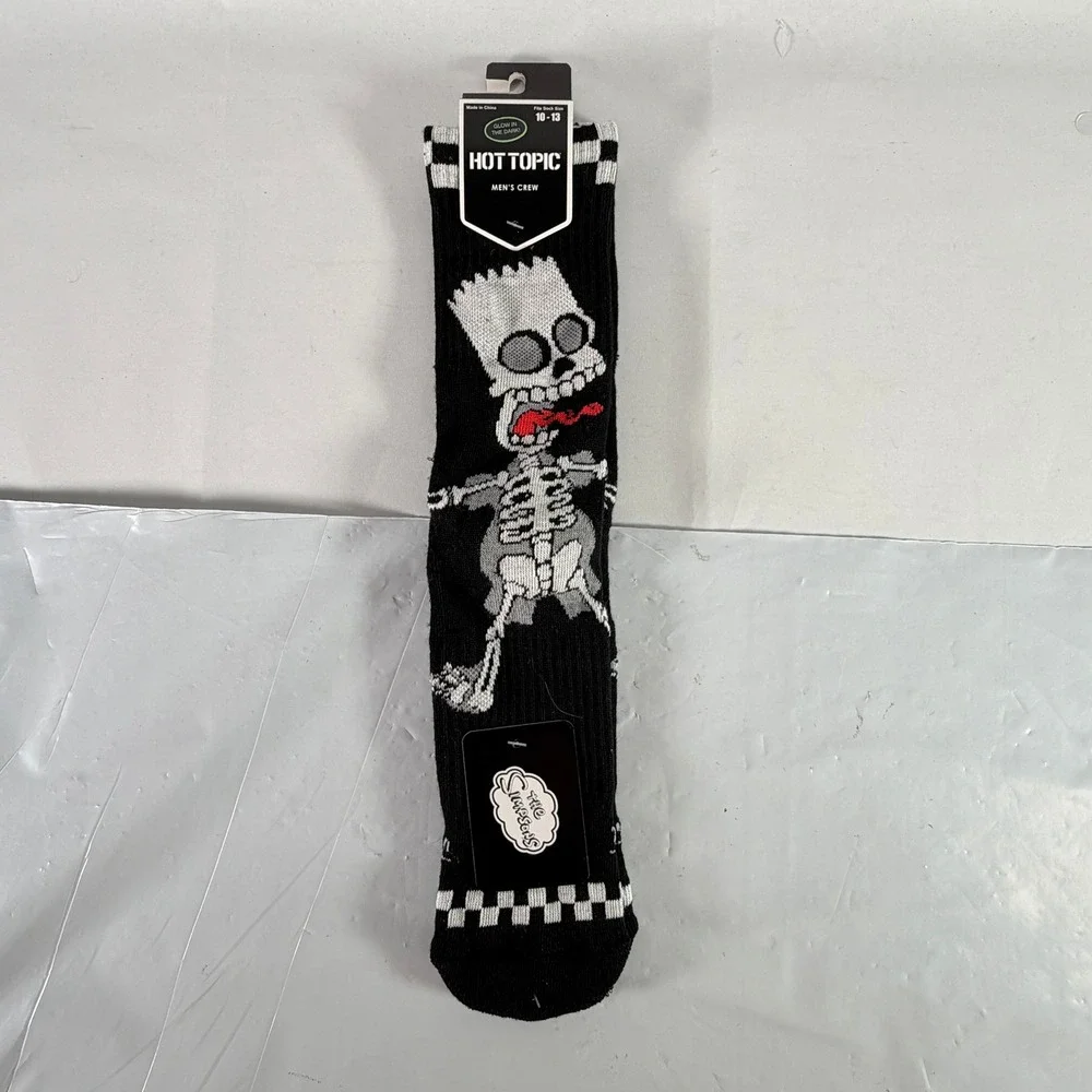 Hot Topic The Simpsons Bart Simpson Skeleton Crew Socks Glow in the Dark 10-13